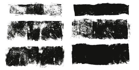 Grunge eroded line textures set. Ink roller background. Vintage rectangles Stock Illustration