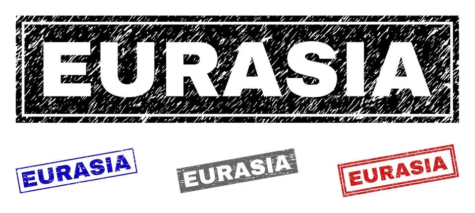 Grunge EURASIA Textured Rectangle Stamp Seals Stock Illustration