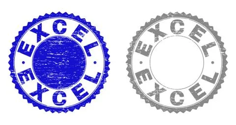 Grunge EXCEL Textured Stamp Seals Stock Illustration