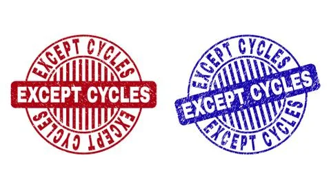 Grunge EXCEPT CYCLES Textured Round Stamp Seals Stock Illustration