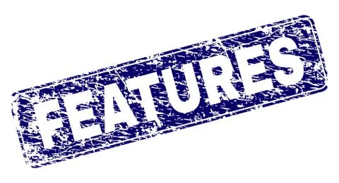 Grunge FEATURES Framed Rounded Rectangle Stamp Stock Illustration