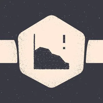 Grunge Financial growth decrease icon isolated on grey background. Increasing Stock Illustration
