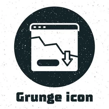 Grunge Financial growth decrease icon isolated on white background. Increas.. Stock Illustration