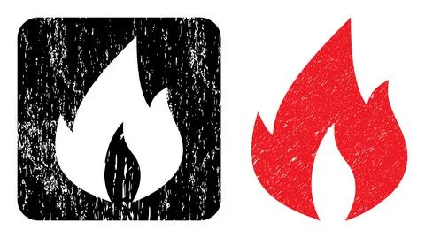 Grunge Fire Flame Stencil Badge Stock Illustration