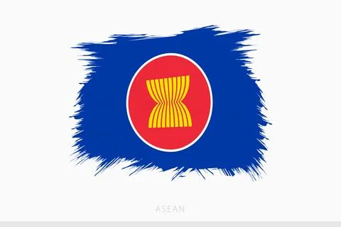 Grunge flag of ASEAN, vector abstract grunge brushed flag of ASEAN. Иллюстрация