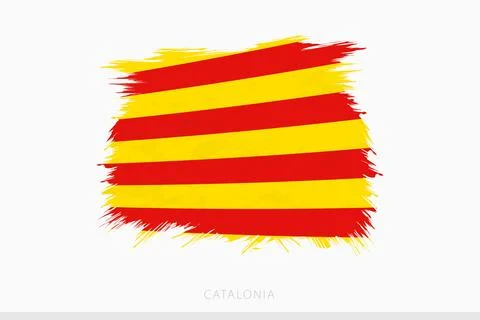 Grunge flag of Catalonia, vector abstract grunge brushed flag of Catalonia. Stock Illustration