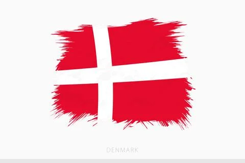 Grunge flag of Denmark, vector abstract grunge brushed flag of Denmark. 库存插图