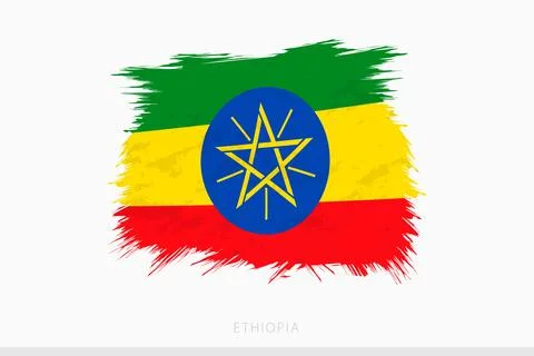 Grunge flag of Ethiopia, vector abstract grunge brushed flag of Ethiopia. Illustrazione stock