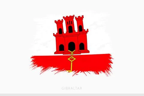Grunge flag of Gibraltar, vector abstract grunge brushed flag of Gibraltar. Stock Illustration