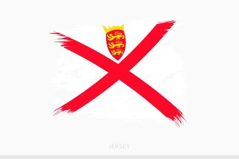 Grunge flag of Jersey, vector abstract grunge brushed flag of Jersey. Ilustração Stock