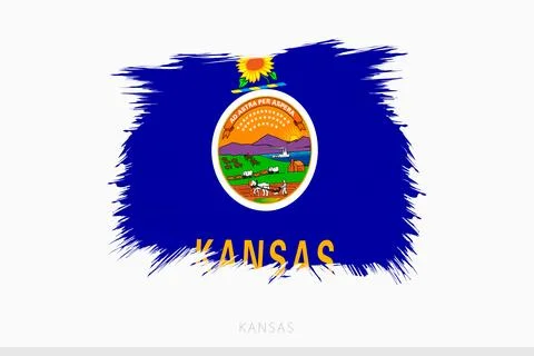Grunge flag of Kansas, vector abstract grunge brushed flag of Kansas. Stock Illustration