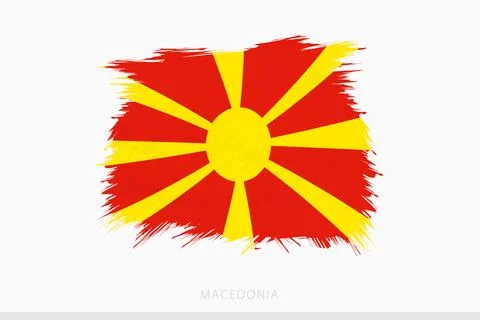 Grunge flag of Macedonia, vector abstract grunge brushed flag of Macedonia. Stock Illustration