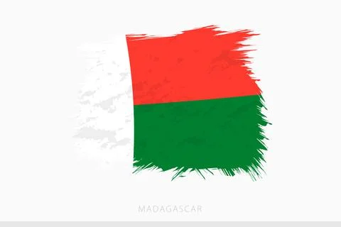 Grunge flag of Madagascar, vector abstract grunge brushed flag of Madagascar. Stock Illustration