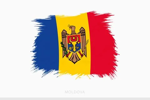 Grunge flag of Moldova, vector abstract grunge brushed flag of Moldova. Stock Illustration