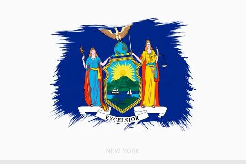 Grunge flag of New York, vector abstract grunge brushed flag of New York. Illustrazione stock