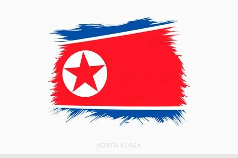Grunge flag of North Korea, vector abstract grunge brushed flag of North Kore Stock Illustration