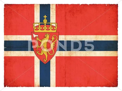 Grunge flag of norway with coat of arms Stock Illustration