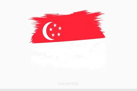 Grunge flag of Singapore, vector abstract grunge brushed flag of Singapore. Иллюстрация