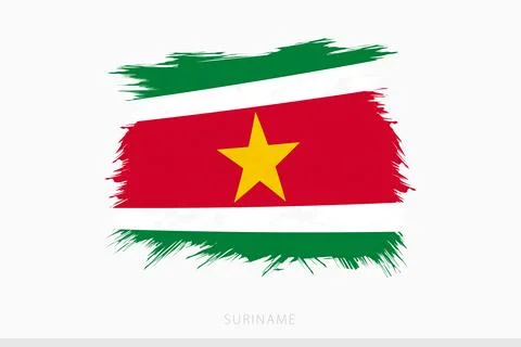 Grunge flag of Suriname, vector abstract grunge brushed flag of Suriname. Stock Illustration