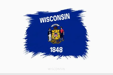Grunge flag of Wisconsin, vector abstract grunge brushed flag of Wisconsin. Stock Illustration
