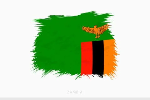 Grunge flag of Zambia, vector abstract grunge brushed flag of Zambia. Stock Illustration