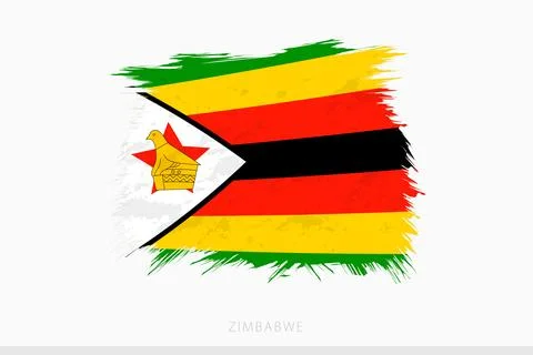 Grunge flag of Zimbabwe, vector abstract grunge brushed flag of Zimbabwe. 库存插图