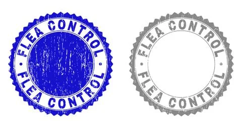 Grunge FLEA CONTROL Scratched Stamp Seals Stock Illustration