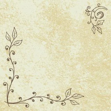 Grunge Floral Background with Empty Space Stock Illustration