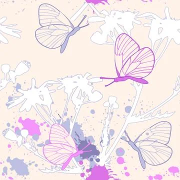 Grunge floral seamless pattern Stock Illustration