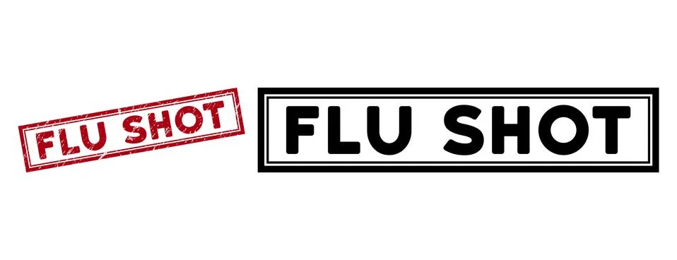 Grunge Flu Shot Rectangular Frame Stamp Stock Illustration