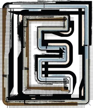 Grunge font letter e Stock Illustration