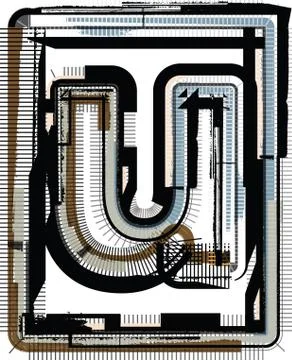 Grunge font letter u Illustrazione stock