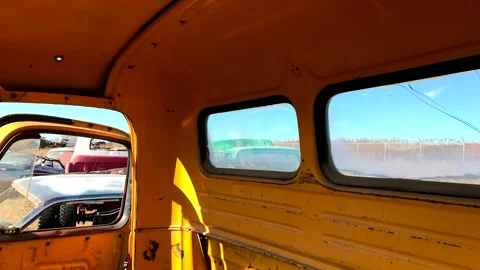 Grunge footage. Outdated car. Scrap cars background. 스톡 동영상 257653429