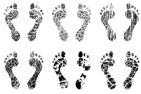 Grunge footprints Stock Illustration