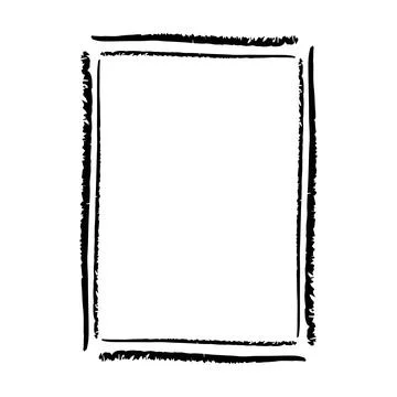 Grunge frame border shape icon, vertical rectangle decorative doodle elemen.. Stock Illustration