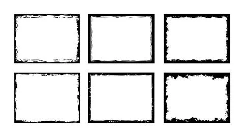 Grunge frame brush square border vector stroke paint. Texture black frame old Stock-Illustration