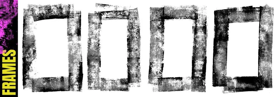 Grunge frame roller ink texture rectangle with paint print for magazine layout Illustration
