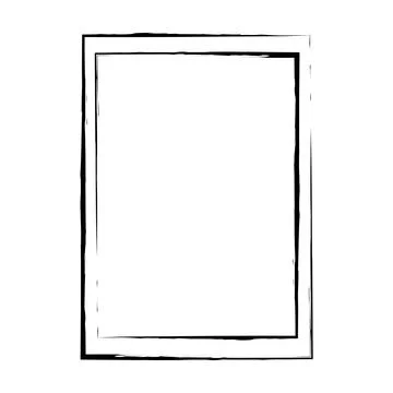 Grunge frame shape icon, vertical rectangle decorative vintage border doodl.. Stock Illustration