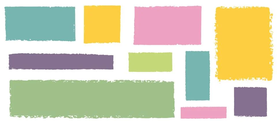 Grunge frame, text box, hand drawn crayon brush. Set. Vector illustration Stock Illustration