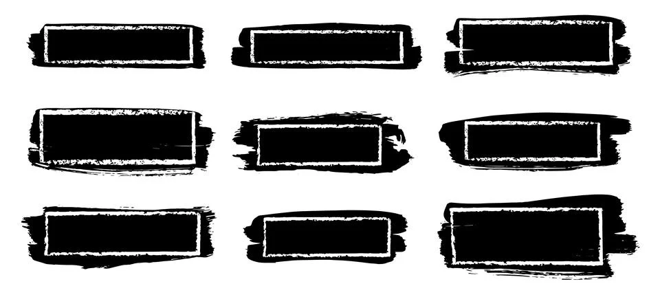 Grunge frame, text box, hand drawn brush stroke. Set. Vector illustration Stock-Illustration