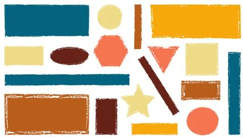 Grunge frame, text box, hand drawn crayon brush. Set. Vector illustration Stock Illustration