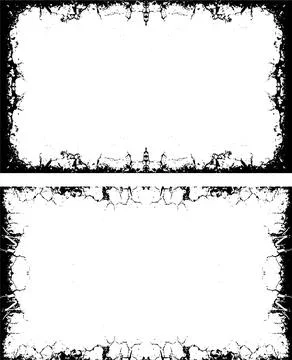 Grunge frame vintage set, a set of grunge frames with black and white designs イラスト素材