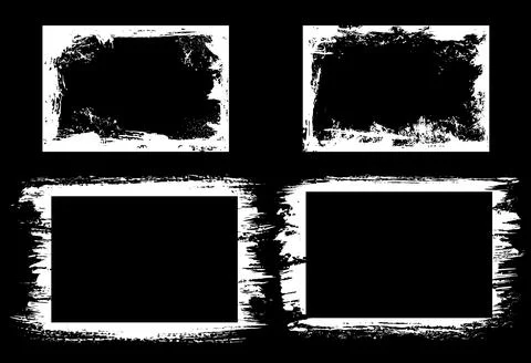 Grunge frames and borders with brush stroke edges Stock Illustration