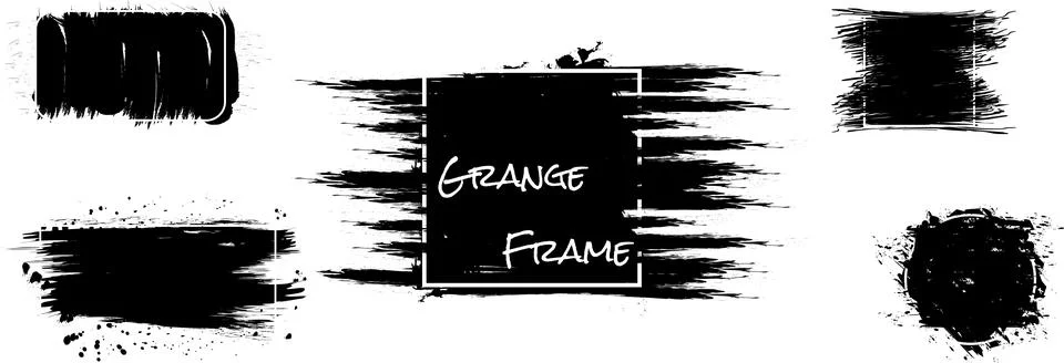 Grunge frames and brush strokes set. Black ink splash banners collection is.. 스톡 일러스트
