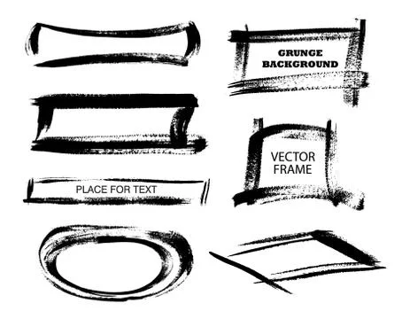 Grunge frames and rectangles on a white background. Hand drawn rectangle. Vector Illustrazione stock