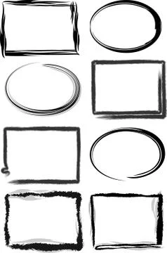 Grunge frames with brush strokes. Stock Illustration