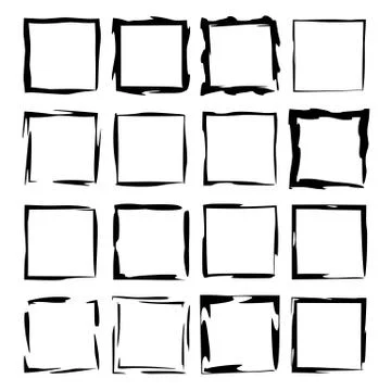 Grunge frames. Geometric square empty borders. Vector illustration. Stock Illustration