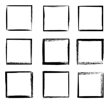 Grunge frames isolated vector black square borders イラスト素材