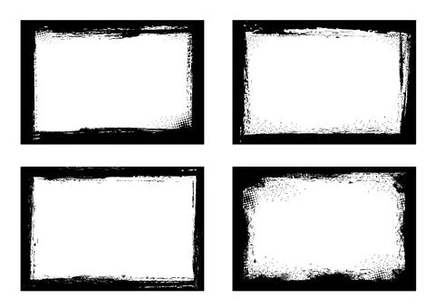 Grunge frames isolated vector black borders set Stockillustratie