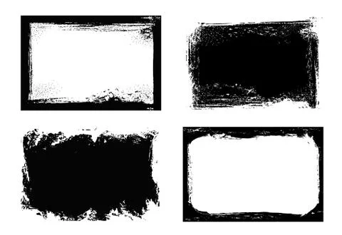 Grunge frames isolated vector rectangular borders Stock Illustration
